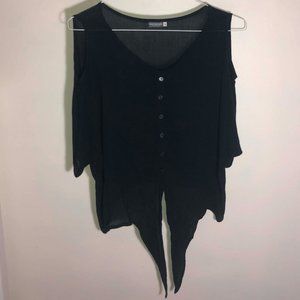 Earthbound Trading Co. Black Button Down Shirt with Tie